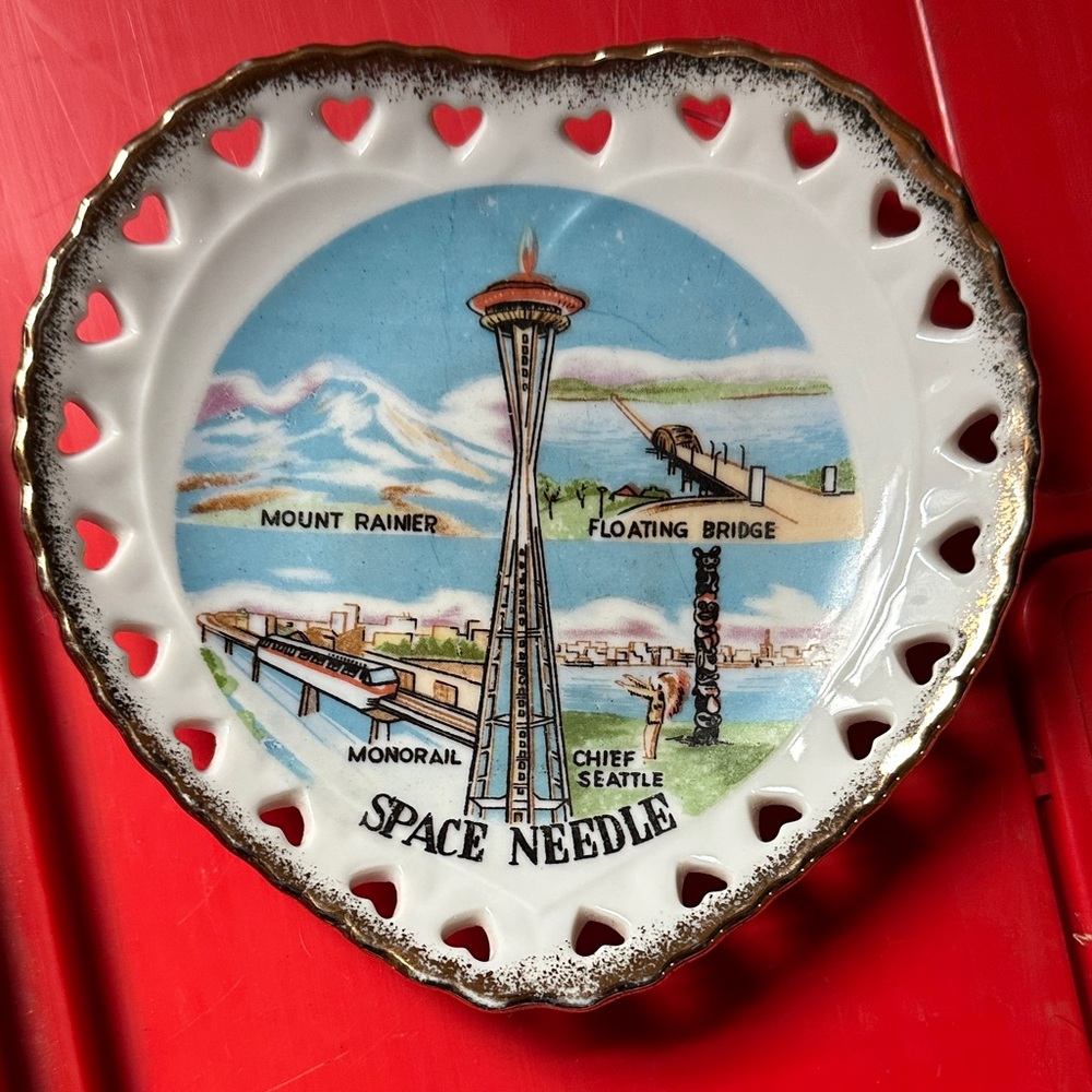 Heart-Shaped Space Needle Souvenir Plate